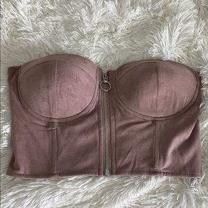 Lavender zip crop top